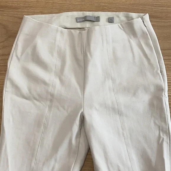 Vince stitch front seam ponte legging pants split hem Gesso light grey Medium - Picture 6 of 16